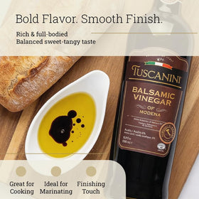 Kosher seal on Tuscanini bottle assures year-round dietary suitability.