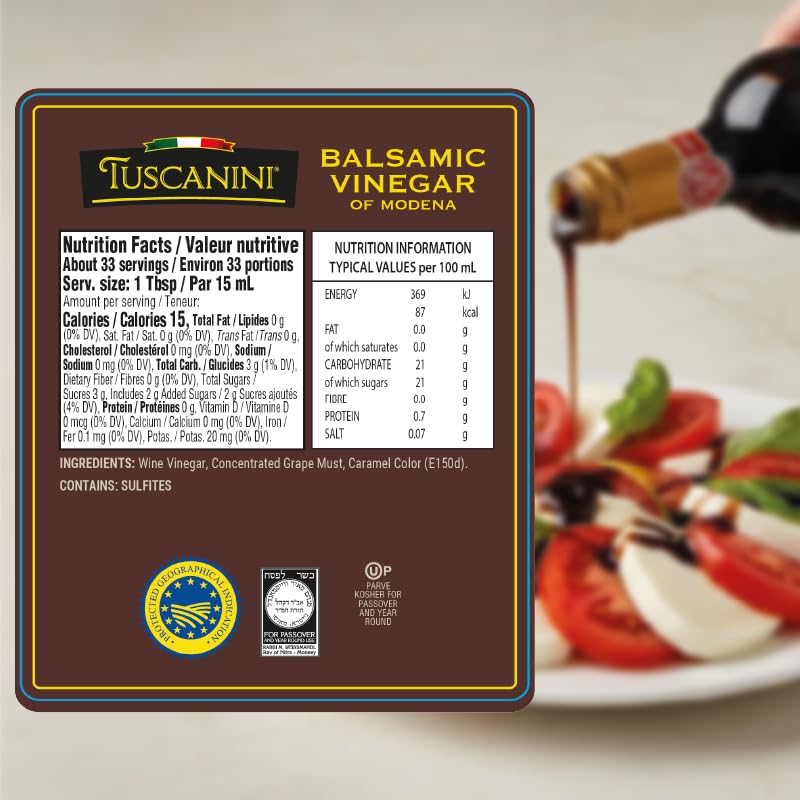Pouring Tuscanini balsamic vinegar highlights a silky glaze for sauces.