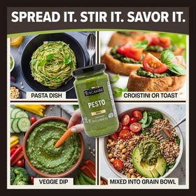 Tuscanini Basil Pesto tossed with pasta and herbs for a vibrant dish