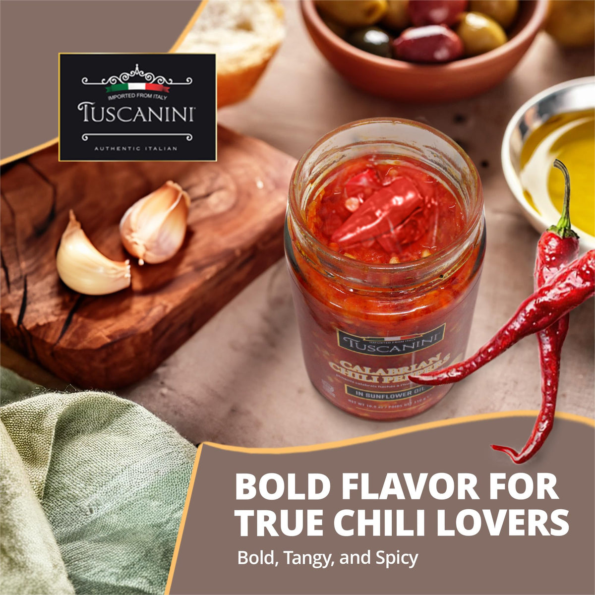 Oil glaze coats peppers, delivering a glossy appearance for sauces and dressings