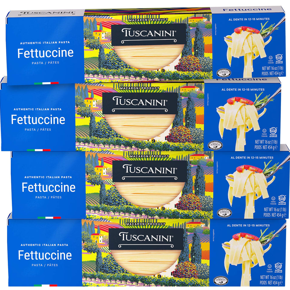 Tuscanini fettuccine uncooked durum wheat strands ready to boil