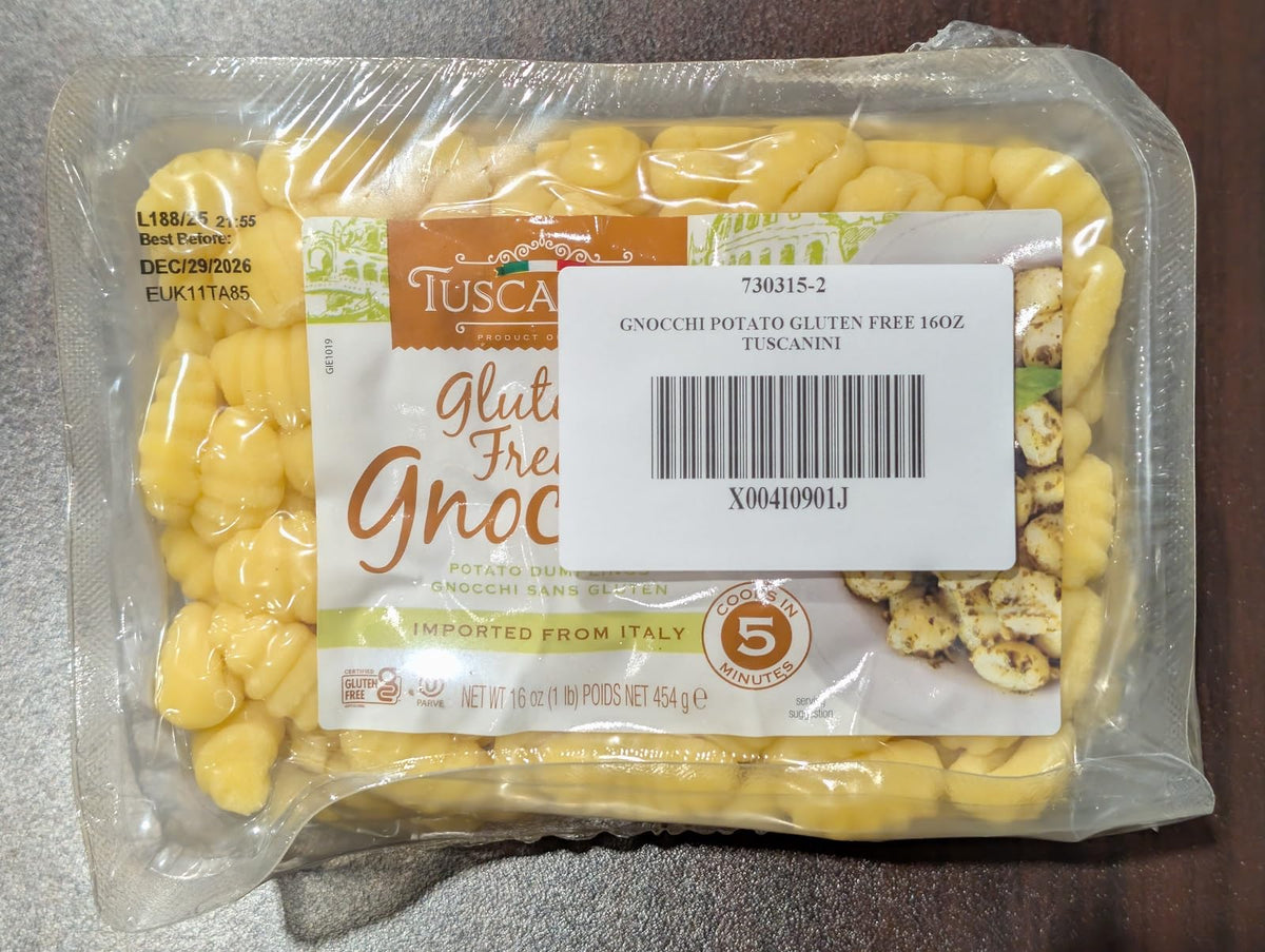 Tuscanini gluten-free label indicating versatile meal option.