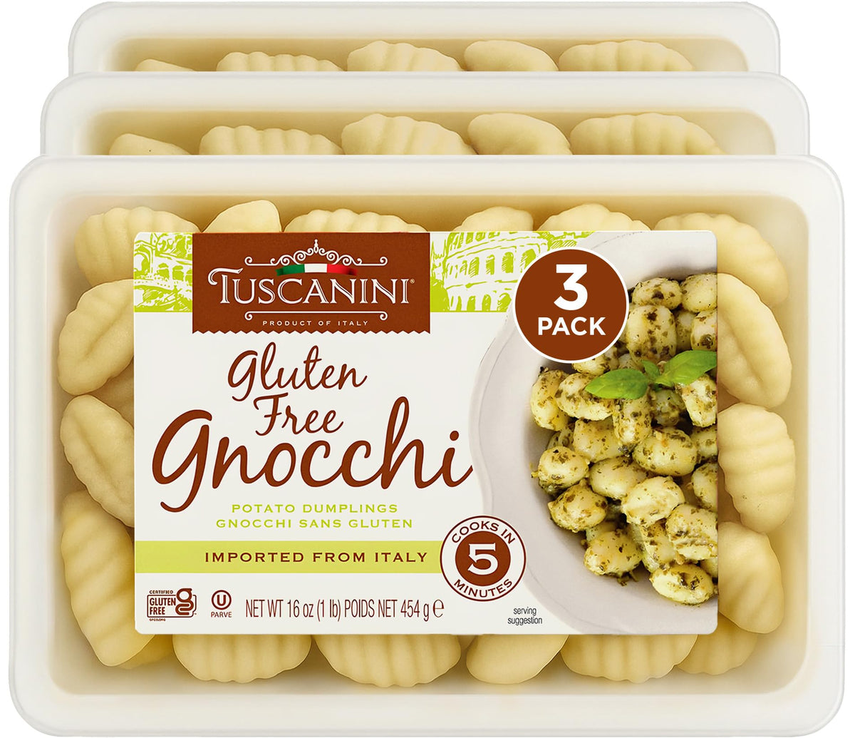 Tuscanini gluten free potato gnocchi package ready for quick meals