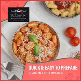 Gnocchi boiling in pot for a quick dinner.