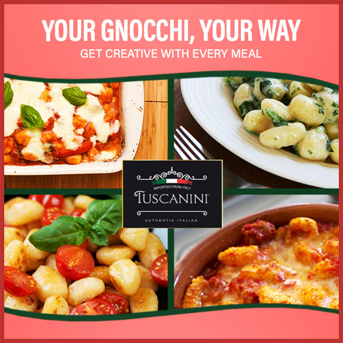 Three-pack Tuscanini gnocchi aiding meal prep and portions