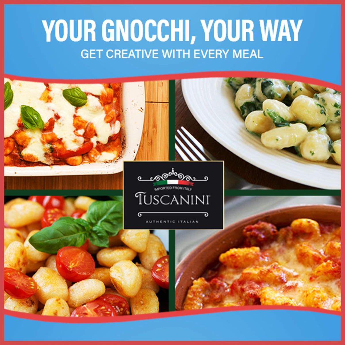 Gnocchi with creamy mushroom sauce and basil accents by Tuscanini.