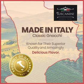 Vacuum-sealed Tuscanini Gnocchi packaging maintaining freshness.
