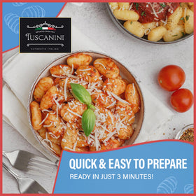 Tuscanini Gnocchi with tomato sauce for a comforting plate.