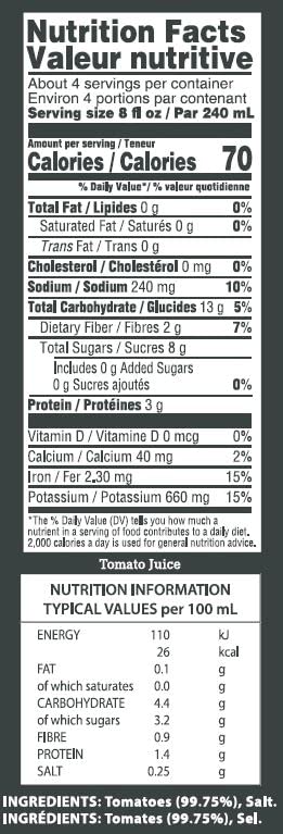 Tuscanini Italian tomato juice two-pack view emphasizes convenience and resealable cap