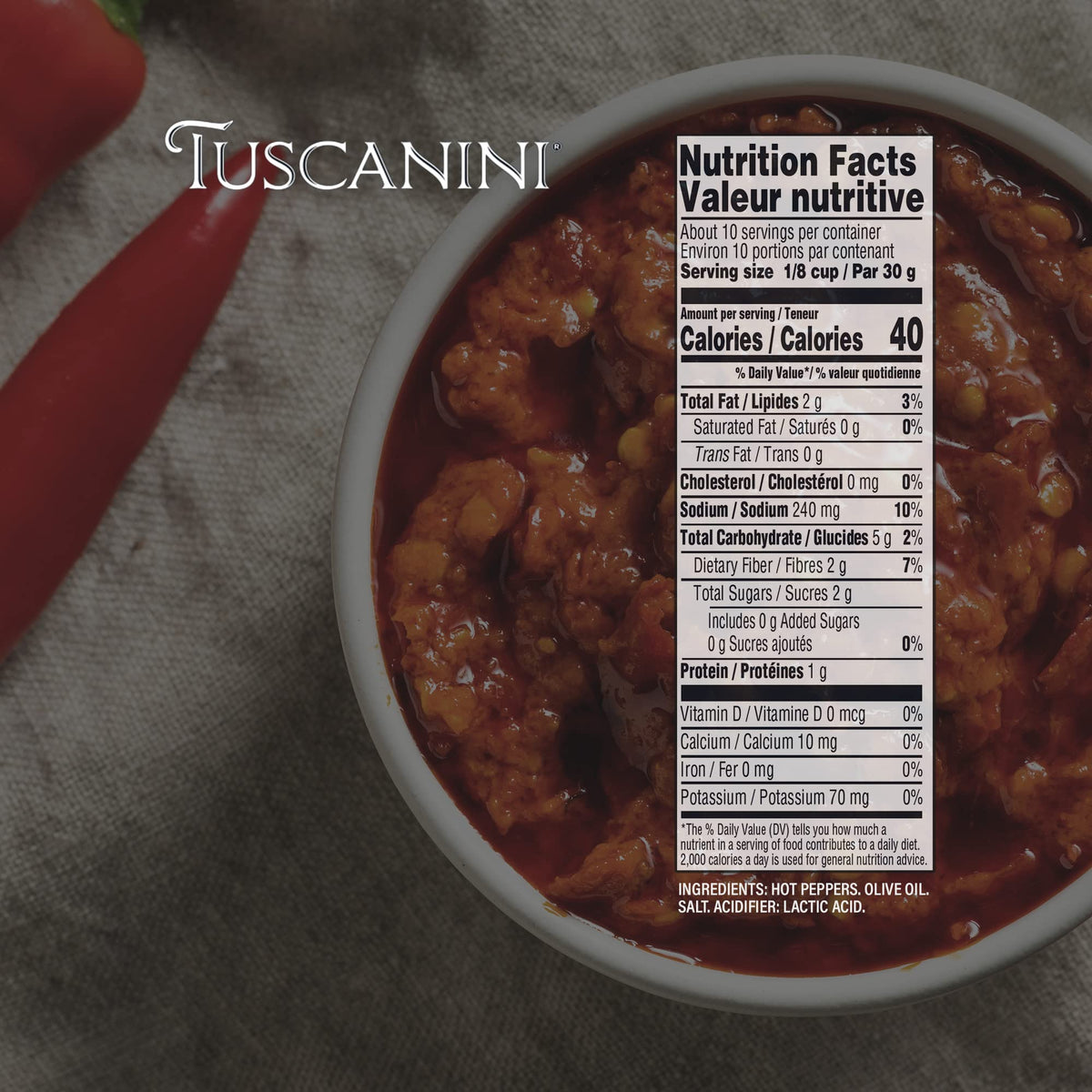 Tuscanini kosher Calabrian peppers in olive oil ready to heat and flavor dishes.