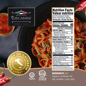 Tuscanini kosher-certification-label; trusted pantry staple for all-natural flavor.