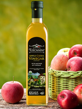 Tuscanini label close-up highlights organic and kosher certifications.