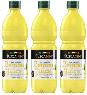 Tuscanini lemon juice 3 pack bottles in fridge ready for dressings and marinades