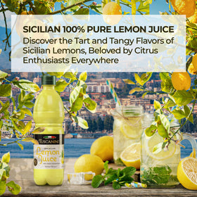 Close up of not from concentrate label on Tuscanini bottle