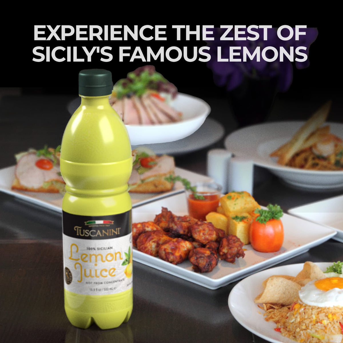 Sicilian lemons imagery with Tuscanini lemon juice
