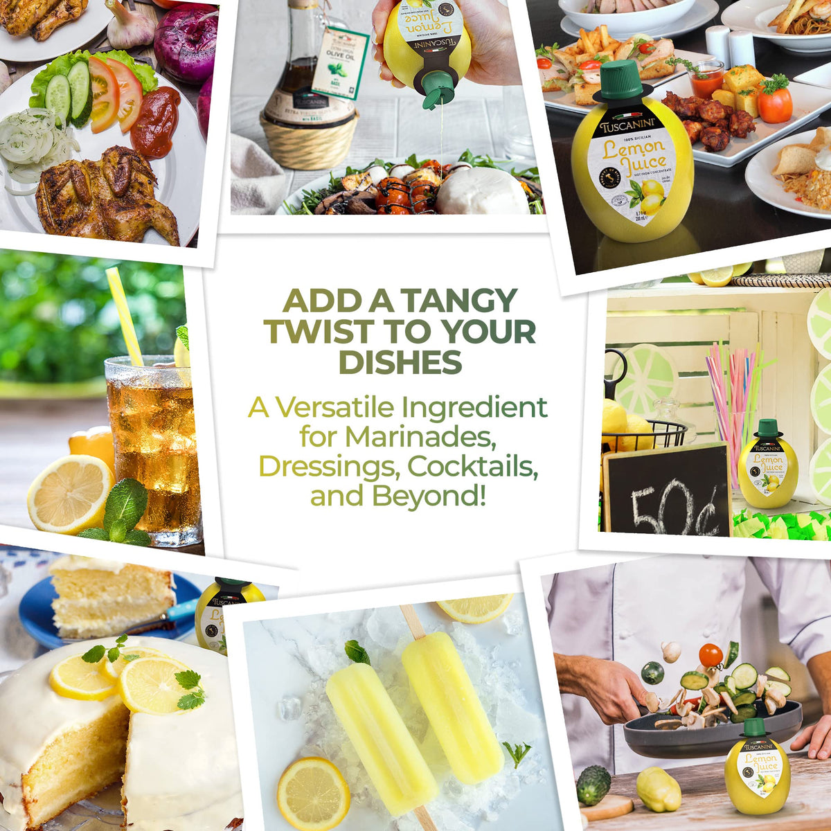 Tuscanini lemon juice packaging displayed on store shelf