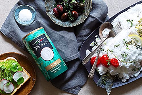 Tuscanini Mediterranean sea salt crystals close-up for flavorful roasts and vegetables.