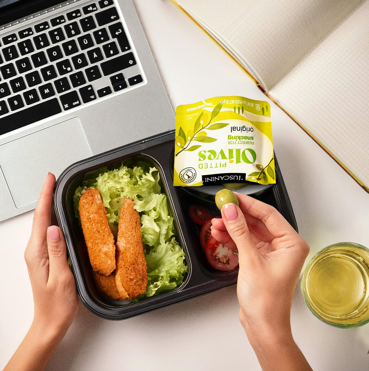 Tuscanini Olive Snack Garlic Pack with savory flavor in mess-free pouches.