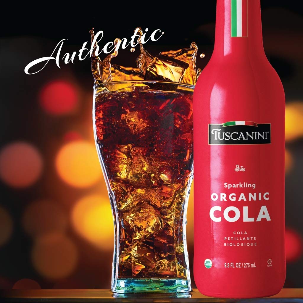 Tuscanini Organic Cola label closeup highlighting organic ingredients for clean sourcing.