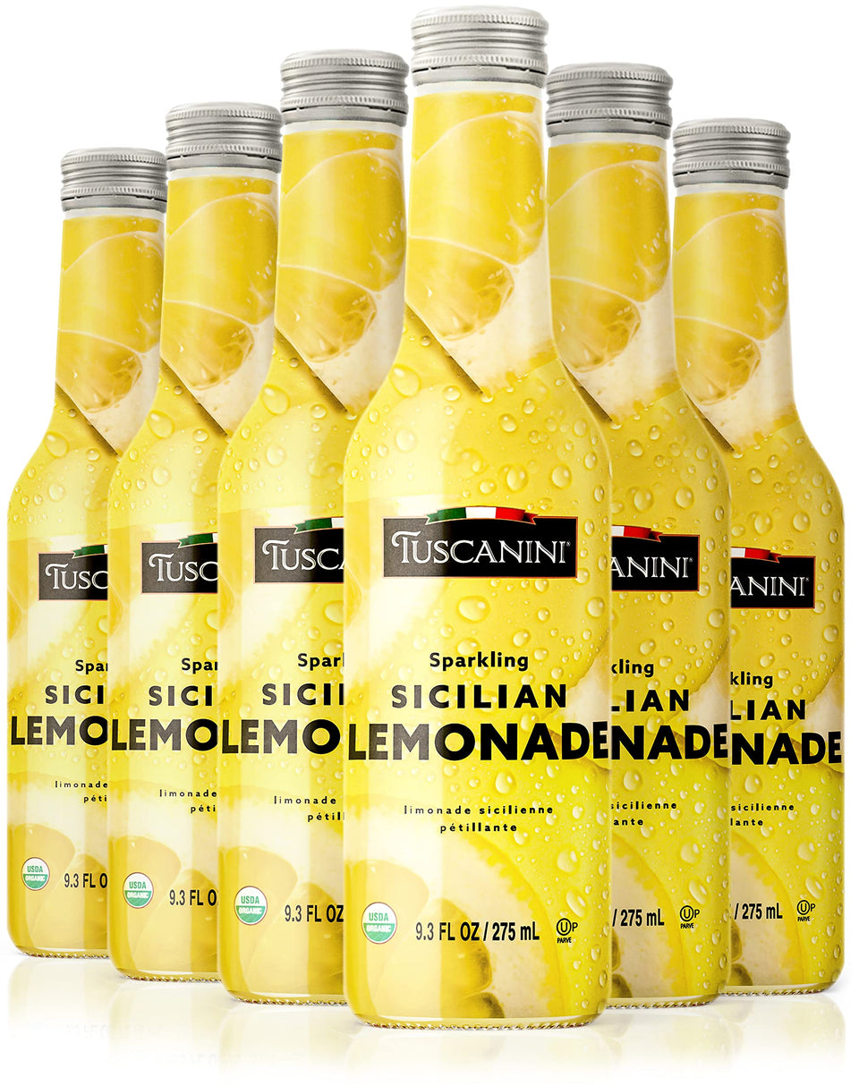 Tuscanini Organic Sparkling Lemonade bottle front view for a refreshing Italian refreshment