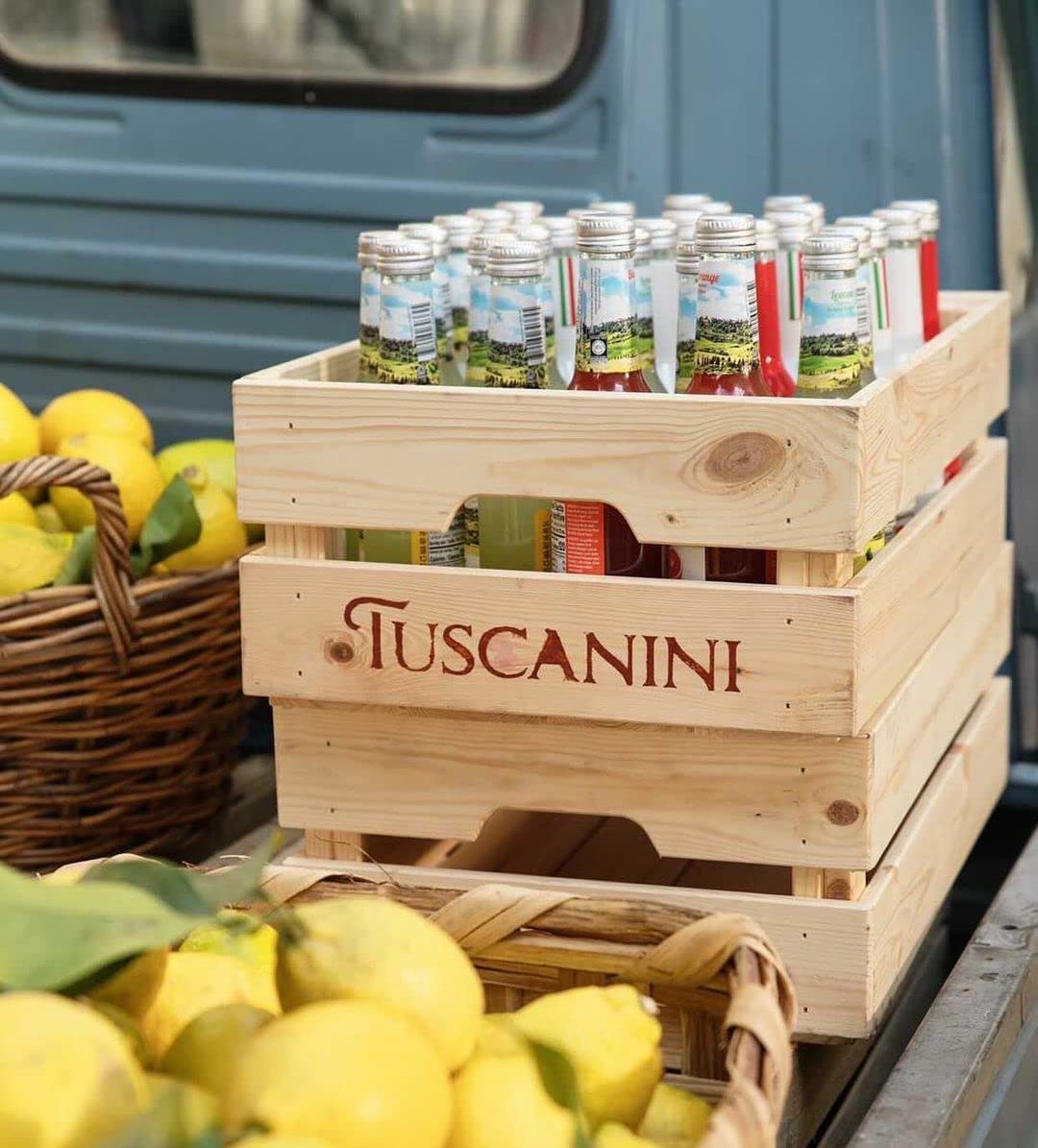 Tuscanini Organic Sparkling Lemonade six-pack in glass bottles, ideal for gatherings