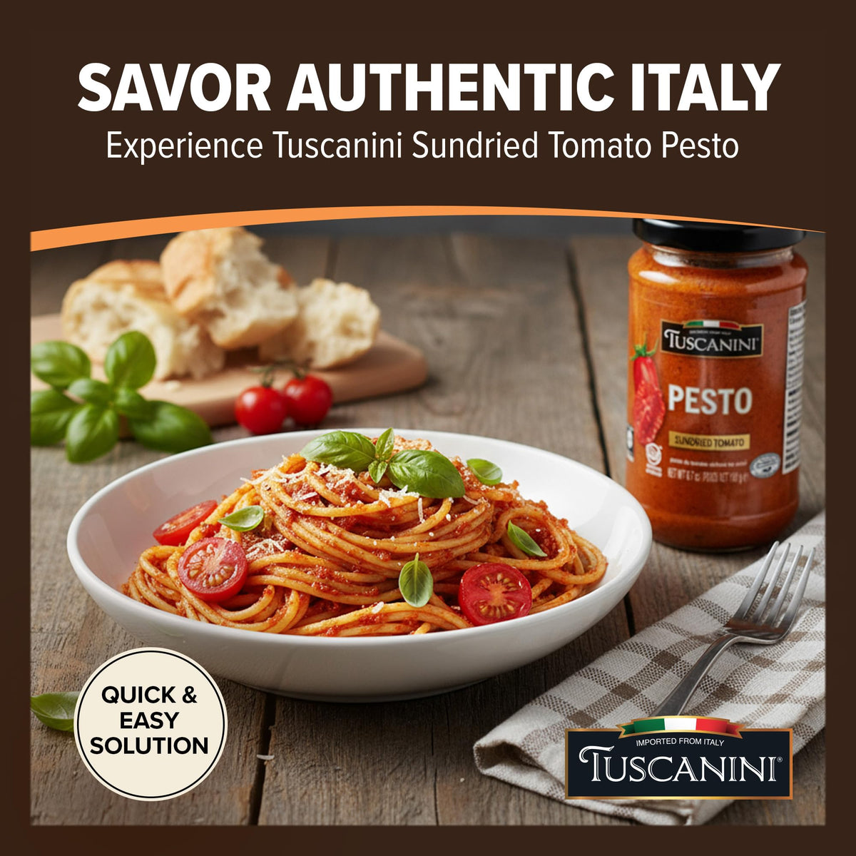Tuscanini Pesto Variety Pack box displayed on counter for convenience
