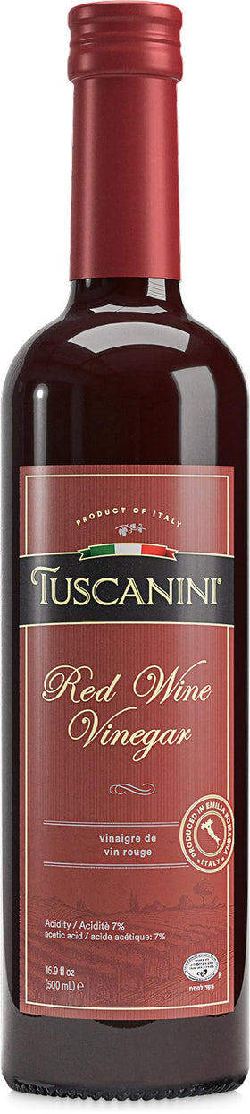 Tuscanini red wine vinegar bottle ready for dressings and marinades