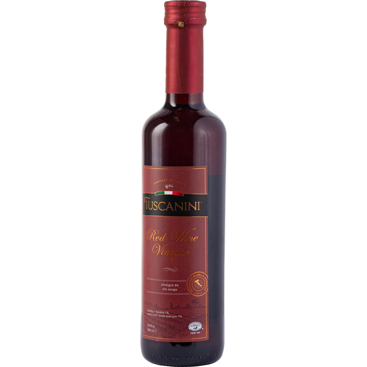 Pour bottle of Tuscanini red wine vinegar for sauces and reductions