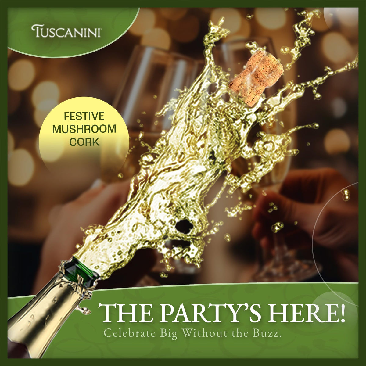 Close-up of Tuscanini Sparkling Apple Cider bottle label showing premium quality