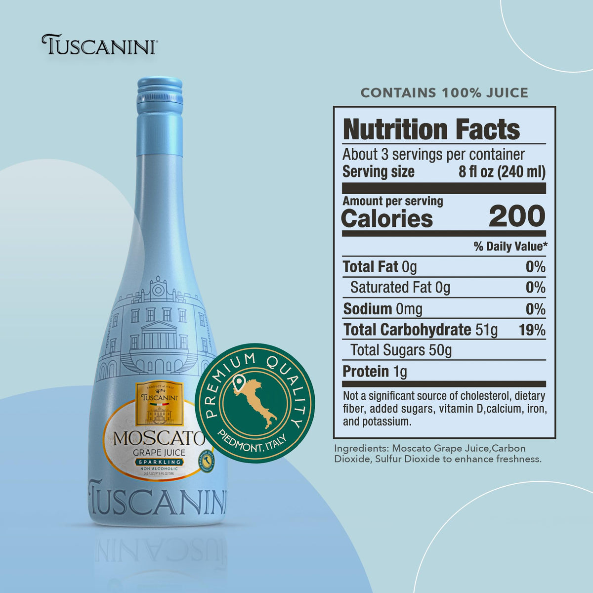 Lifestyle shot of Tuscanini Moscato at a brunch table for daytime gatherings.