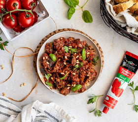 Tuscanini tomato paste tube with resealable cap preserving freshness for easy cooking
