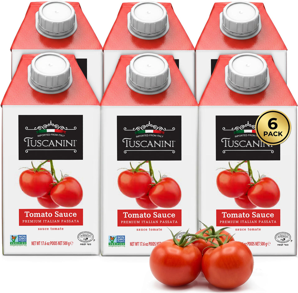 Tuscanini tomato sauce bottle front highlighting premium quality for Italian cooking