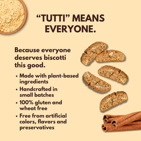 Tutti Gourmet biscotti dunk-ready, perfect with coffee or tea.