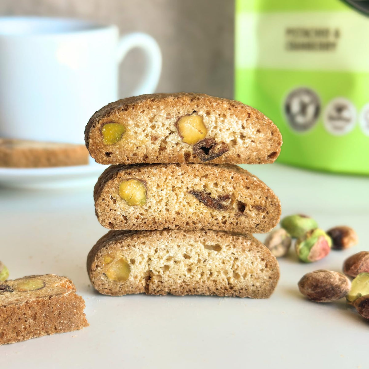 Tutti Gourmet pistachio cranberry biscotti close-up crunch perfect for dunking