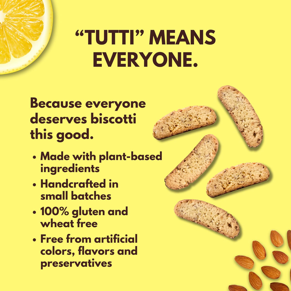 Twice-baked Tutti Gourmet biscotti for dunking with beverages