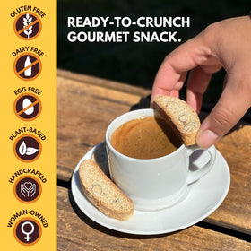 Close-up of almonds and vanilla in Tutti Gourmet biscotti