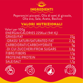 TUTTOCALABRIA ingredients label highlights 100% Italian, natural ingredients and non-GMO quality.