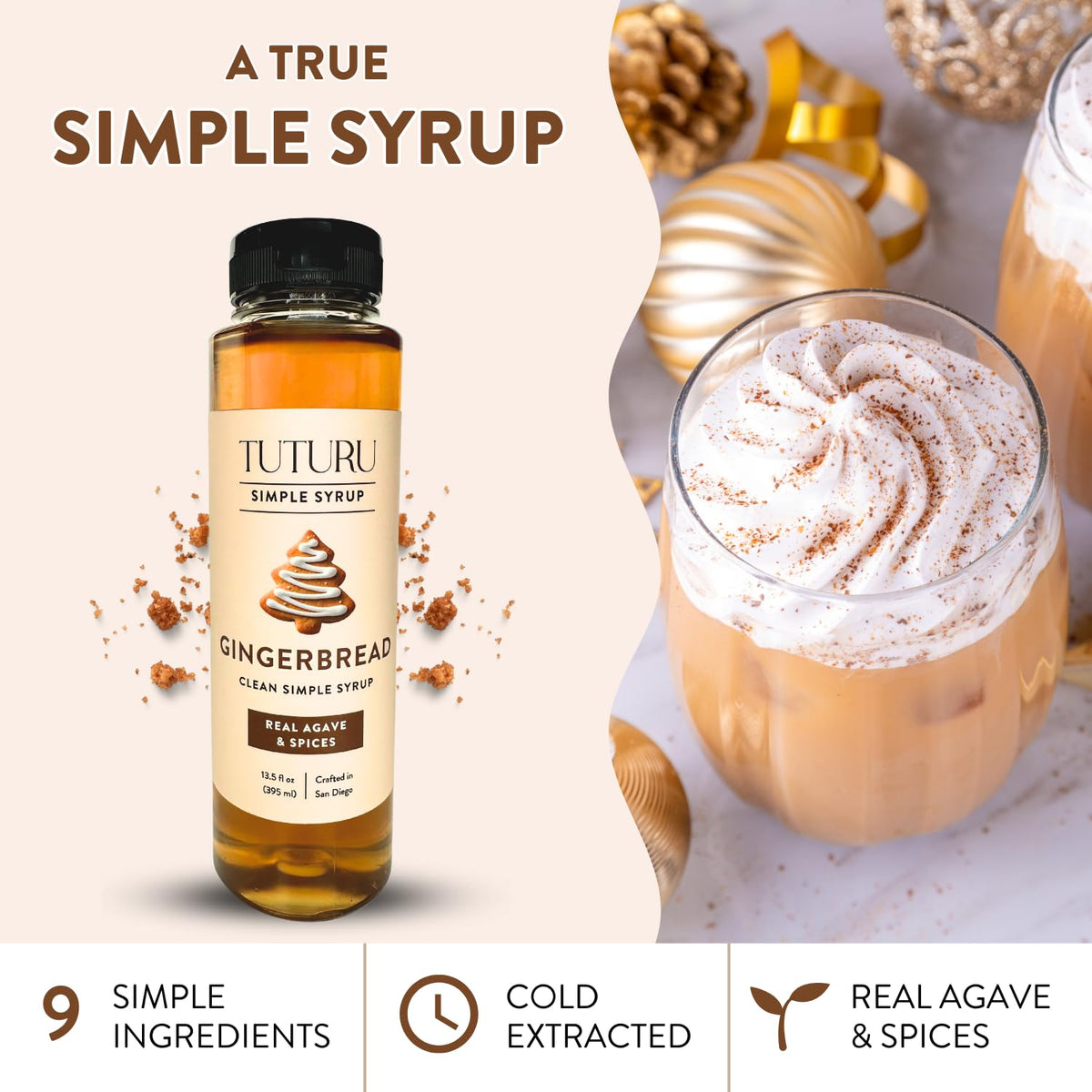 TUTURU Gingerbread Syrup in a cocktail glass ready to mix