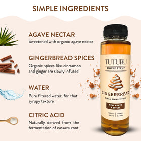 TUTURU Gingerbread Syrup label close-up with real spices