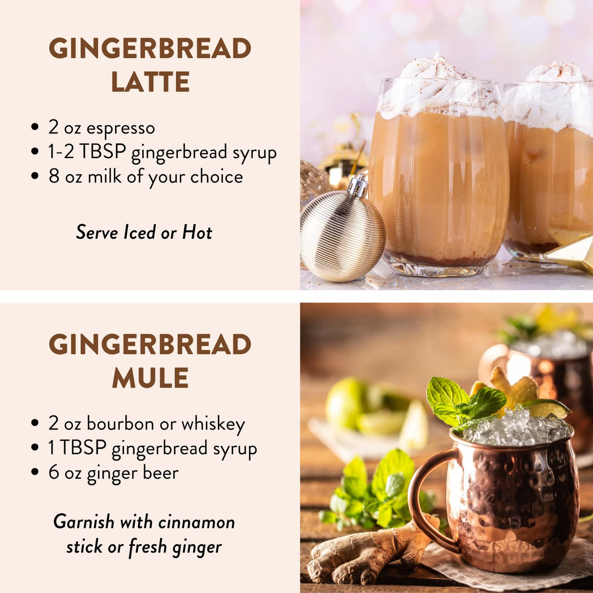TUTURU Gingerbread Syrup spice stack and bottle display