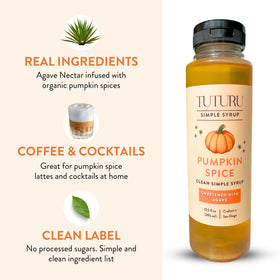 Tuturu Agave Syrup with clean label ingredients on a dessert plate