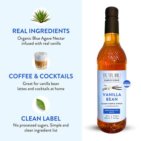 Bottle beside a glass to illustrate a ready-to-drink vanilla beverage