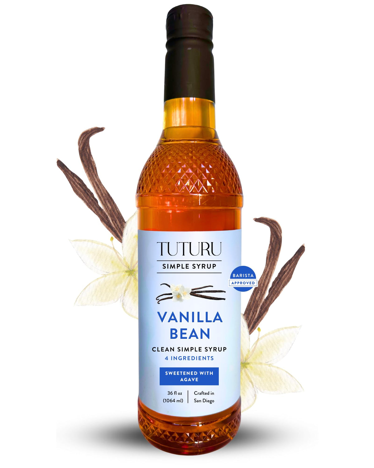 Tuturu Vanilla Agave Syrup bottle showing rich vanilla flavor