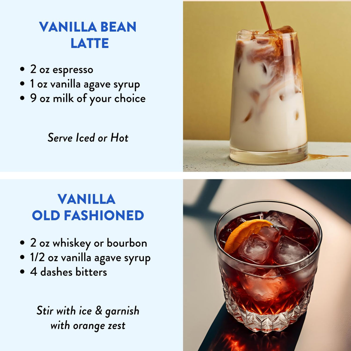 Cocktail scene featuring Tuturu Vanilla Agave Syrup