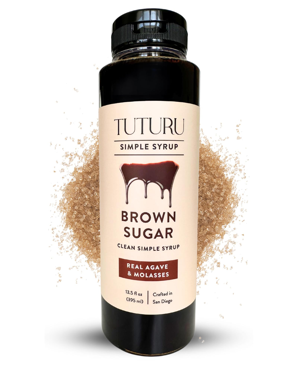 TUTURU Brown Sugar Simple Syrup bottle for rich coffee and cocktails.