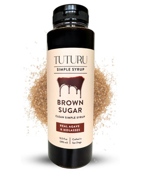 TUTURU Brown Sugar Simple Syrup bottle for rich coffee and cocktails.