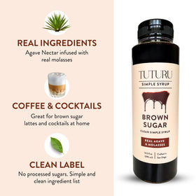 Close-up of TUTURU label showing clean ingredient promise.
