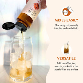 Cocktail in progress with Tuturu Salted Caramel Agave Simple Syrup.