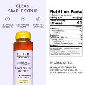 TUTURU lavender honey syrup poured over ice showcases quick dissolve and even sweetness.
