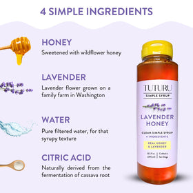 TUTURU Lavender Syrup ingredient closeup shows real botanicals